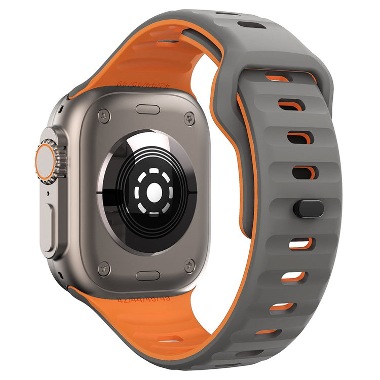 KALEBOL Apple Watch Series 49mm - 45mm - 44mm - 42mm Silicone Watch Strap - Space Grey+Orange#serie_6