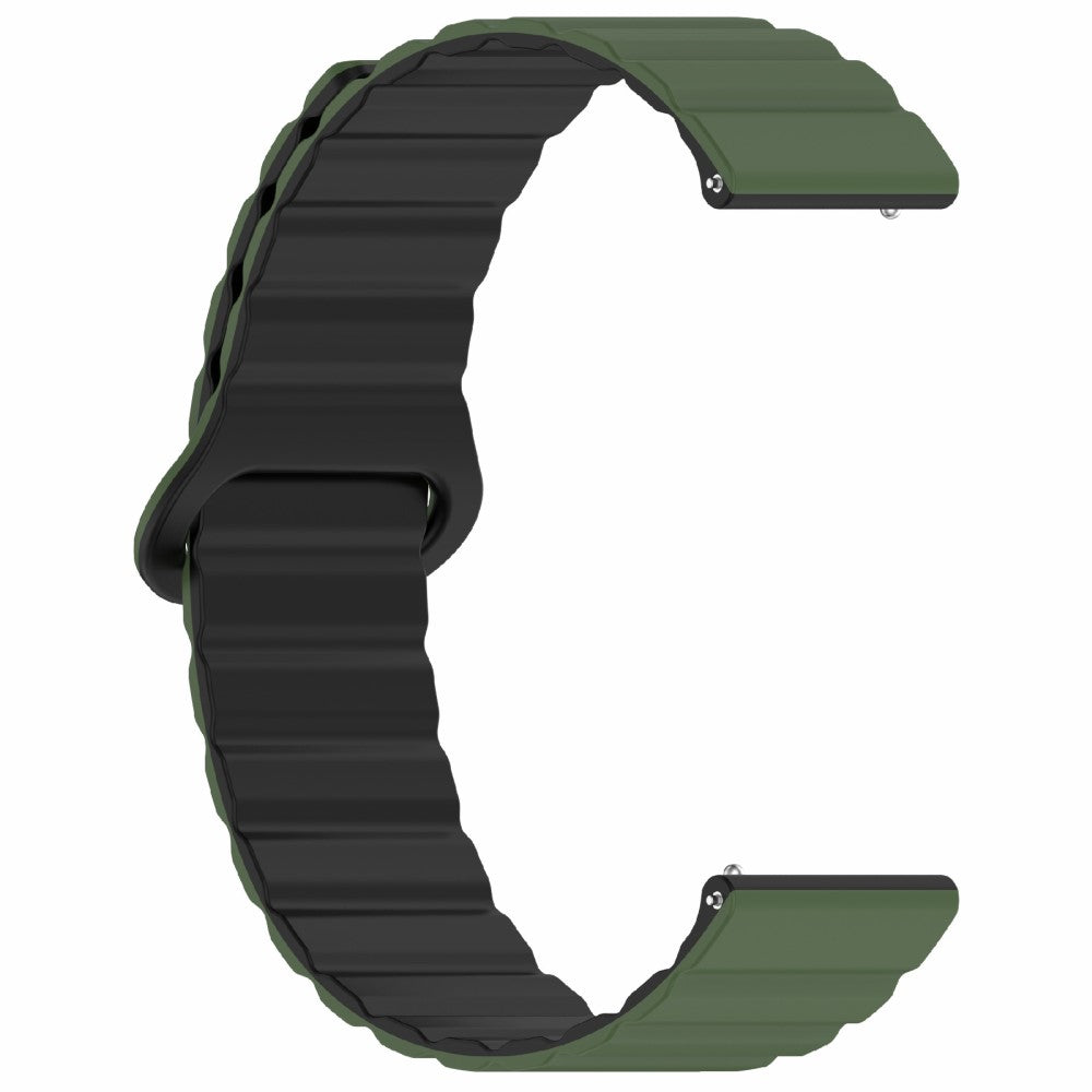 Garmin Forerunner 255S Magnetic Silicone Band Universal 18mm Adjustable Watch Strap - Army Green+Black#serie_4