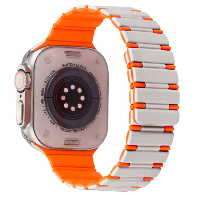 Apple Watch Series 41mm - 40mm - 38mm Dual Color Magnetic Silicone Watch Strap - Starlight+Orange#serie_3