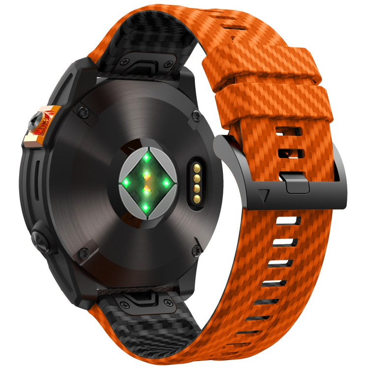 Garmin Fenix 7X Quickfit 26mm Carbon Fiber Texture Watch Strap Adjustable Silicone Band - Orange+Black#serie_2