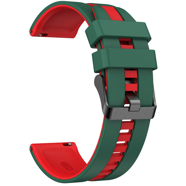 Huawei Watch 4 / 4 Pro / GT 4 46mm Replacement Strap 22mm Universal Silicone Watch Band - Blackish Green+Red#serie_11