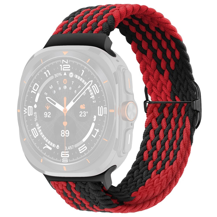 Samsung Galaxy Watch Ultra 47mm Braided Watch Band Adjustable Nylon Replacement Strap - Red+Black / Black Buckle#serie_7