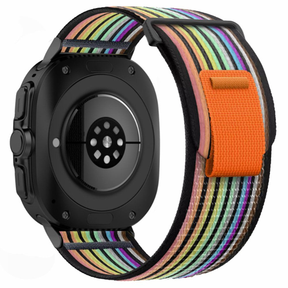 Samsung Galaxy Watch Ultra 47mm Nylon Watch Band Adjustable Loop Fastener Strap - Black+Rainbow#serie_3