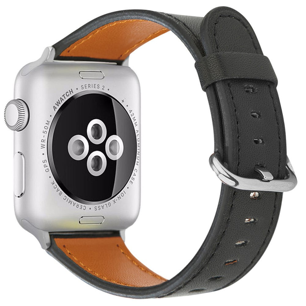 Apple Watch Series 49mm - 45mm - 44mm - 42mm Genuine Cow Leather Strap - Black#serie_1