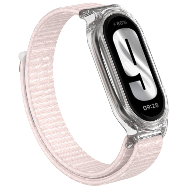 Xiaomi Mi Band 9 / Smart Band 8 Watch Band Nylon Loop Wrist Strap with Bump Resistant Watch Case - Pearl Pink#serie_9