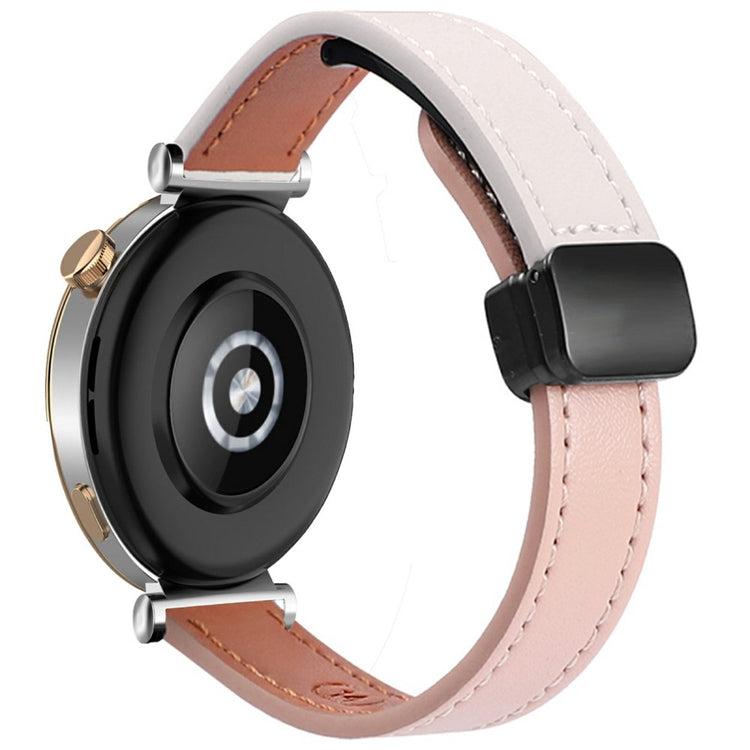 Samsung Galaxy Watch 20mm Magnetic Buckle Slim Microfiber Leather Watch Strap - Beige+Pink#serie_7