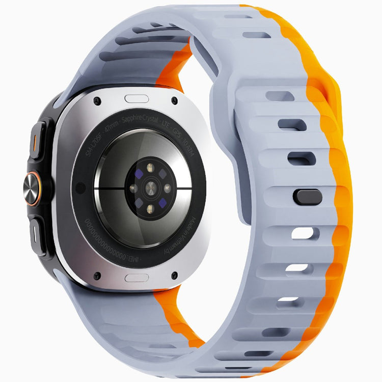 Samsung Galaxy Watch Ultra 47mm Silicone Watch Band Breathable Sport Watch Strap - Grey  /  Orange#serie_12