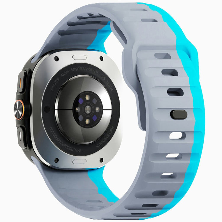 Samsung Galaxy Watch Ultra 47mm Silicone Watch Band Breathable Sport Watch Strap - Grey  /  Blue#serie_13