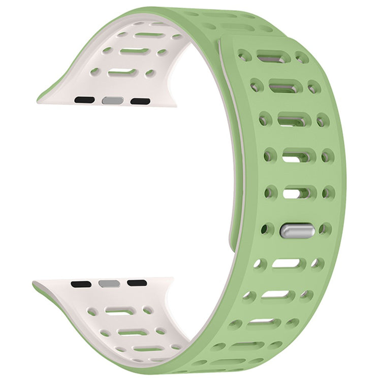 Apple Watch Series 49mm - 45mm - 44mm - 42mm Magnetic Silicone Sport Band - Mint Green  /  Starlight#serie_1