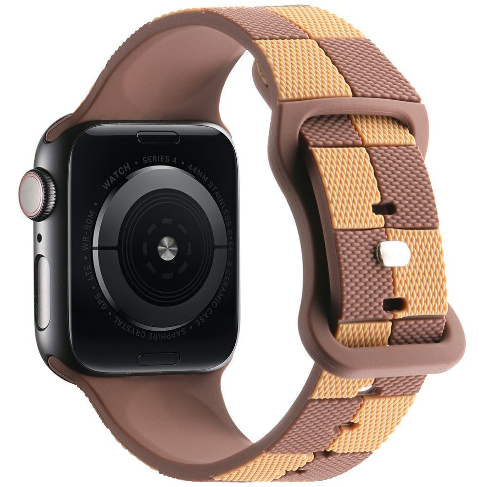 Apple Watch Series 41mm - 40mm - 38mm Checkerboard Silicone Band - Brown#serie_1