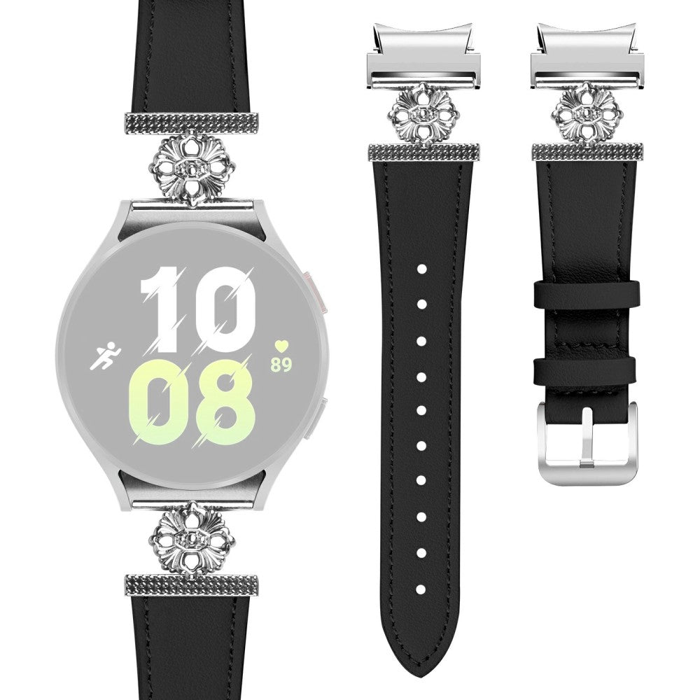 Watch Band for Samsung Galaxy Watch 5 Pro 45mm Genuine Cow Leather Strap with Quick Release Connector - Black#serie_2