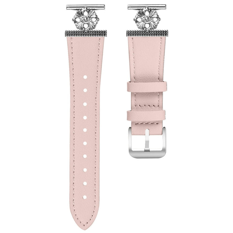 Huami Amazfit GTR 42mm Watch Band Genuine Cow Leather Flower Decor Adjustable Strap - Pink#serie_3