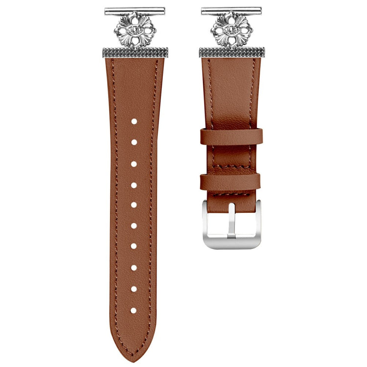 Verizon Gizmo Watch 3 (Men Version) Watch Band Genuine Cow Leather Flower Decor Adjustable Strap - Brown#serie_4