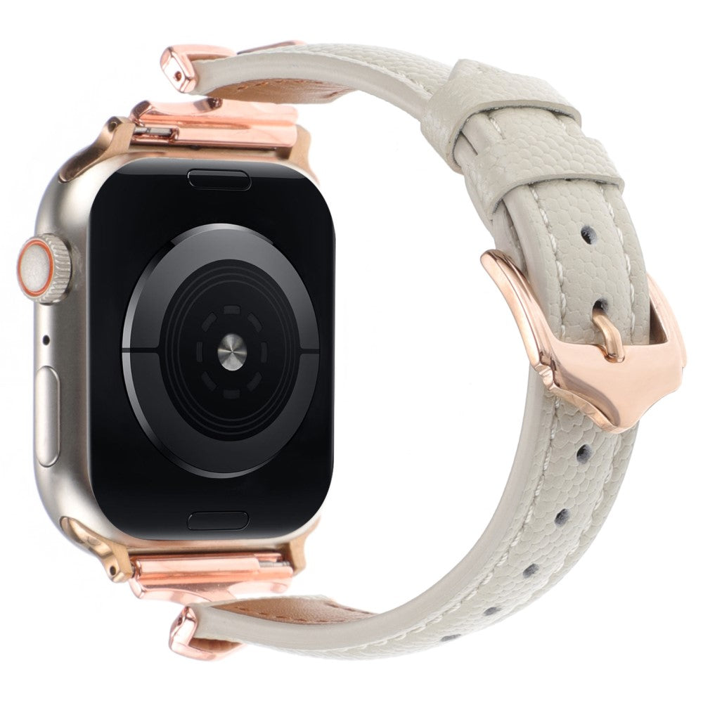 Apple Watch Series 49mm - 45mm - 44mm - 42mm Leather Watch Band - Rose Gold / Grey#serie_4