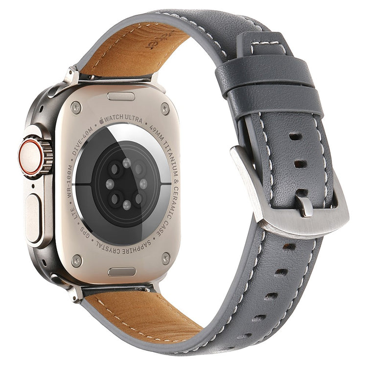 Strap Apple Watch Series 49mm - 45mm - 44mm - 42mm Genuine Cow Leather Band - Grey#serie_2