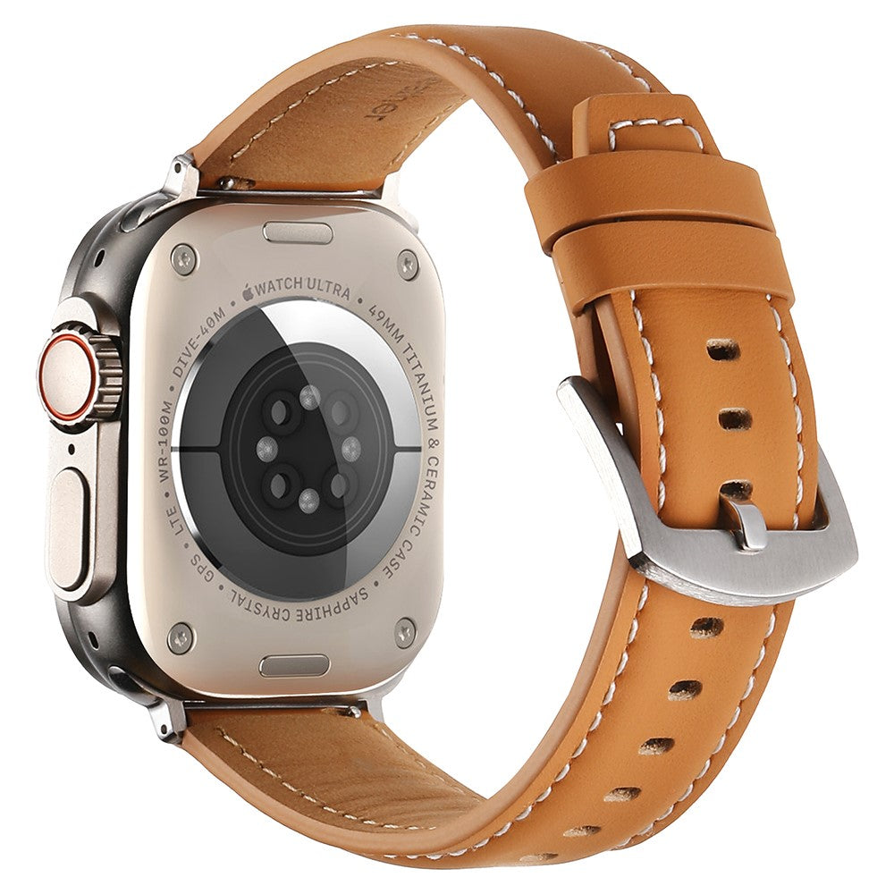 Strap Apple Watch Series 49mm - 45mm - 44mm - 42mm Genuine Cow Leather Band - Light Brown#serie_7