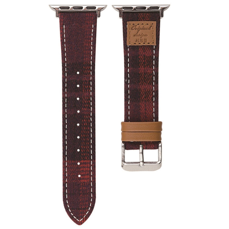 Wool + Leather Strap Apple Watch Series 41mm - 40mm - 38mm - Wine Red#serie_2