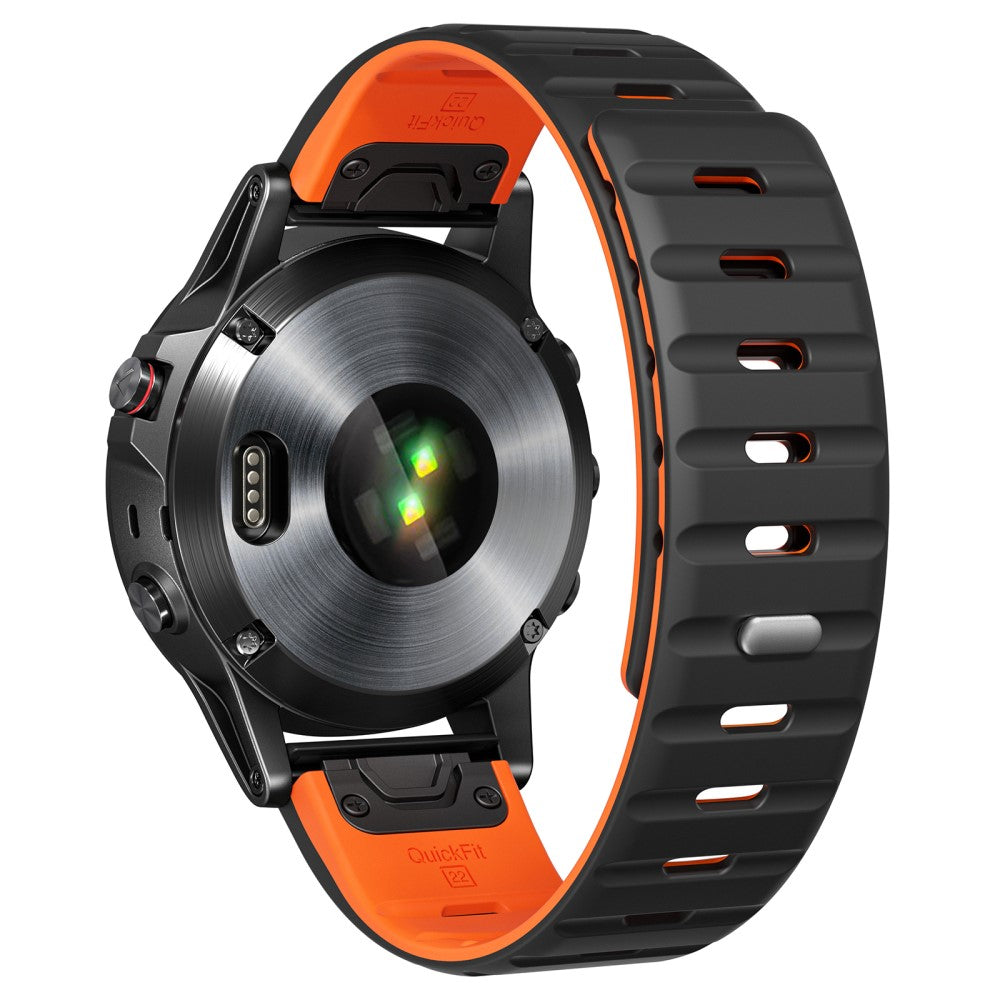 26mm Magnetic Strap Garmin Fenix 8 51mm / Enduro 3 / Instinct 2X Silicone Watch Band - Black+Orange#serie_2