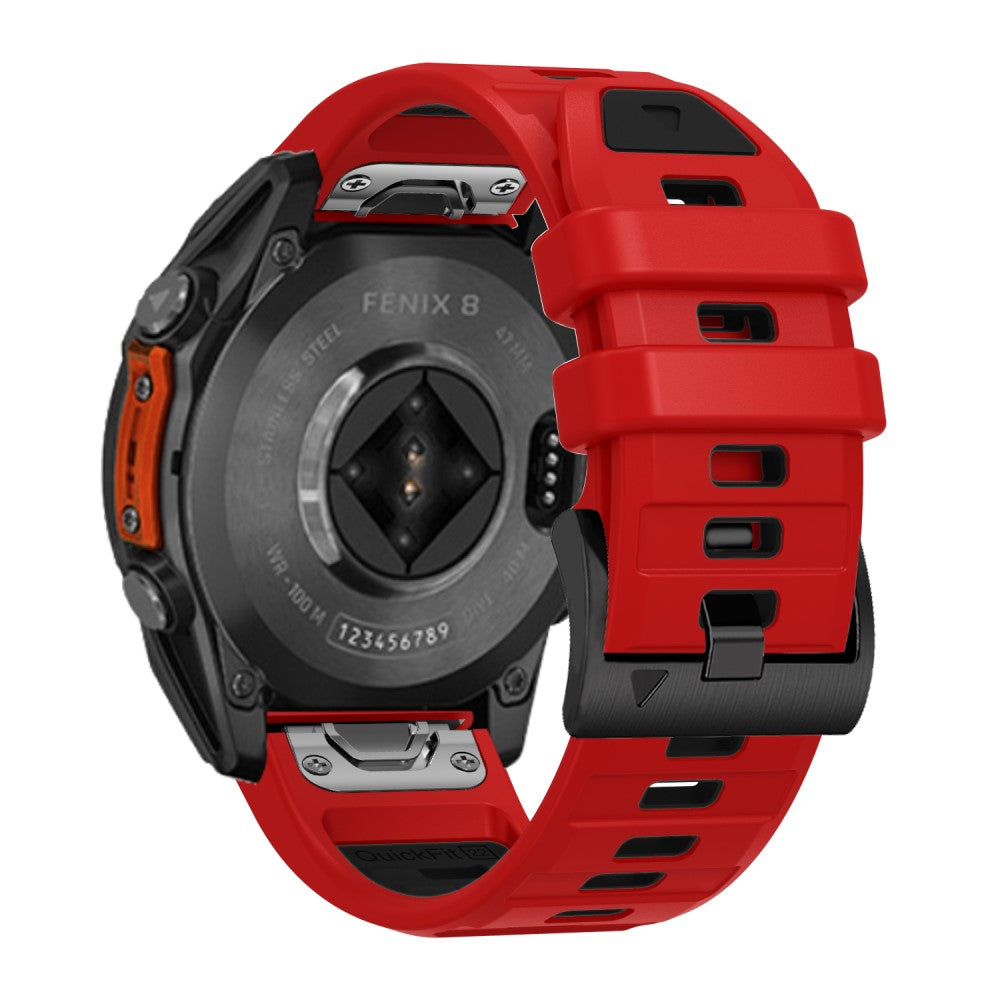 26mm Watch Strap Garmin Fenix 8 51mm / Enduro 3 / Instinct 2X Universal Silicone Band - Red+Black#serie_9