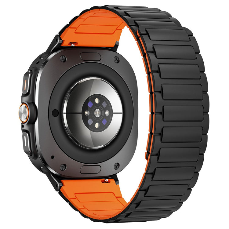 Samsung Galaxy Watch Ultra 47mm Silicone Band Magnetic Sport Band Strap - Black+Orange / Black Connector#serie_2