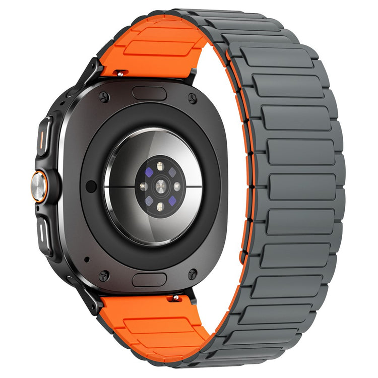 Samsung Galaxy Watch Ultra 47mm Silicone Band Magnetic Sport Band Strap - Grey+Orange / Black Connector#serie_4