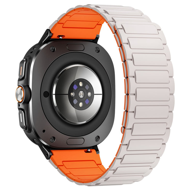 Samsung Galaxy Watch Ultra 47mm Silicone Band Magnetic Sport Band Strap - Starlight+Orange / Black Connector#serie_5