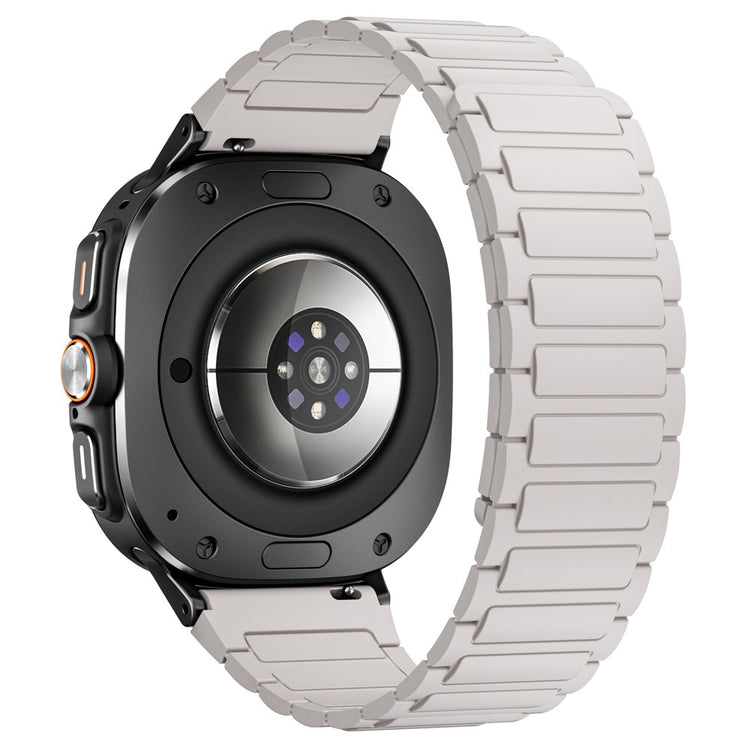 Samsung Galaxy Watch Ultra 47mm Silicone Band Magnetic Sport Band Strap - Starlight / Black Connector#serie_6