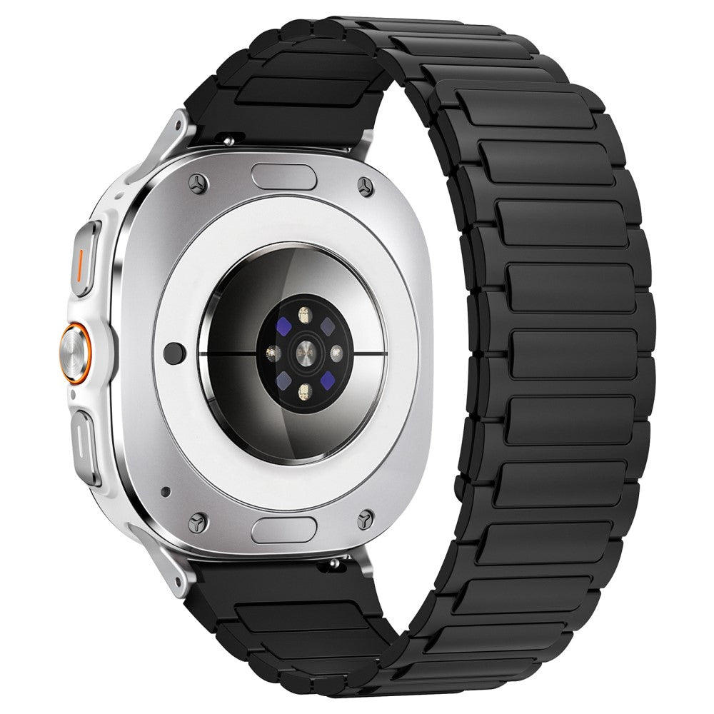 Samsung Galaxy Watch Ultra 47mm Silicone Band Magnetic Sport Band Strap - Black / Silver Connector#serie_8
