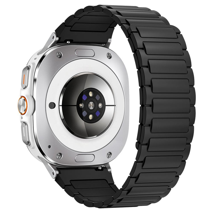Samsung Galaxy Watch Ultra 47mm Silicone Band Magnetic Sport Band Strap - Black / Silver Connector#serie_8