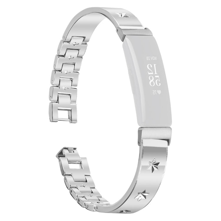 Fitbit Inspire 2 Replacement Strap Metal Watch Band Snowflake Pattern, Silver#serie_1