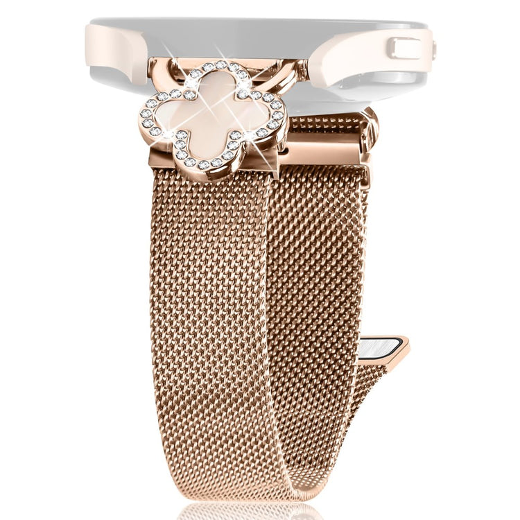 Huawei Watch GT 3 Pro 43mm Milanese Band Electroplated Stainless Steel Watch Strap Clover Decor, Size: S - Rose Gold / Colored#serie_3