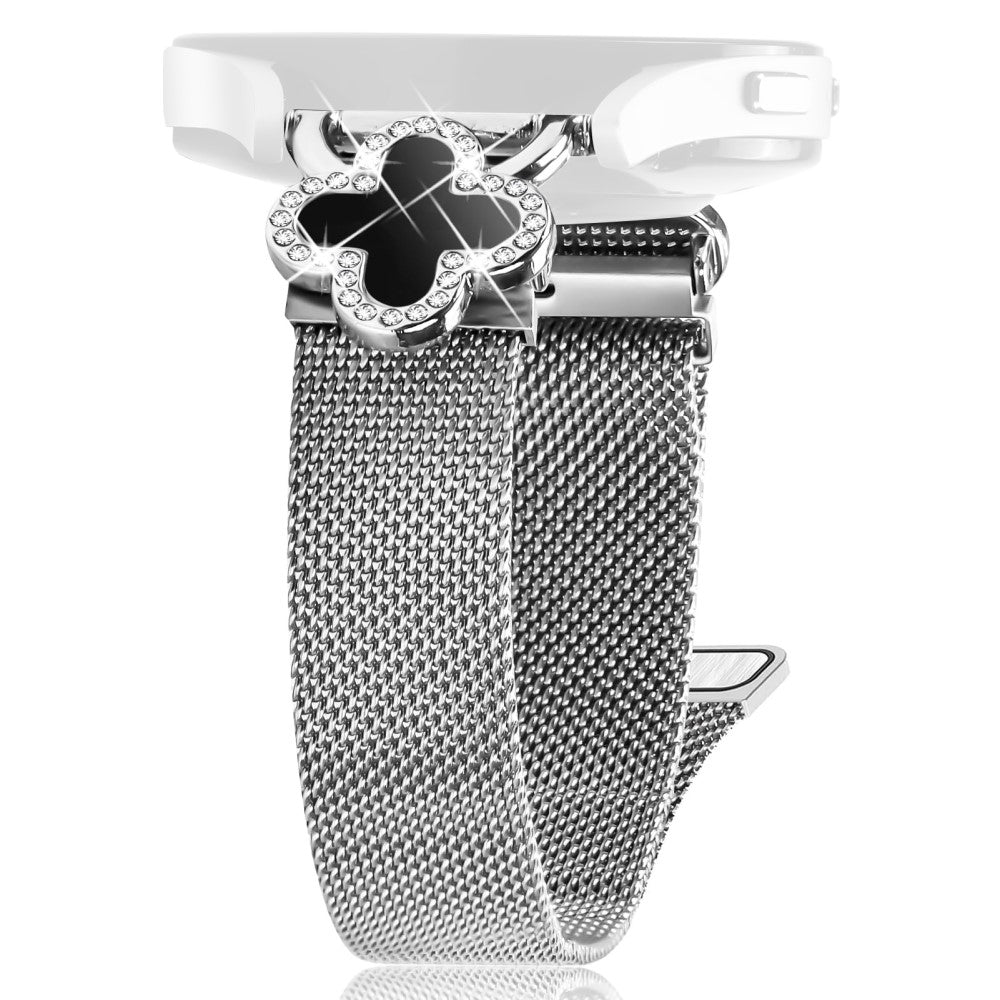 Huami Amazfit GTS 2 mini Milanese Band Electroplated Metal Watch Strap Clover Decor, Size: S - Silver  /  Black Shell#serie_1