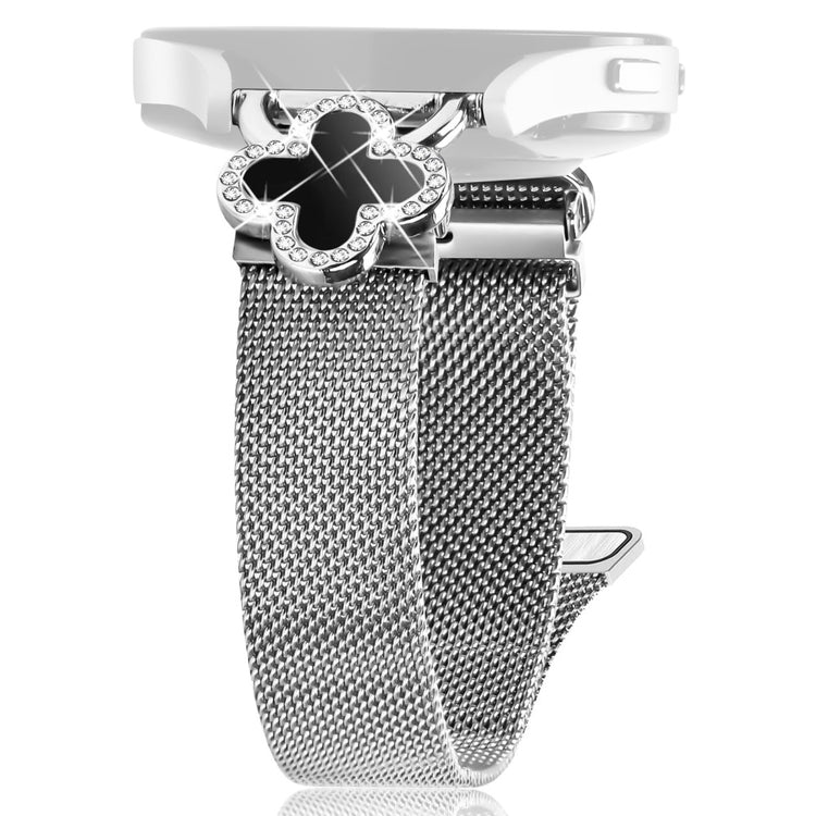 Gabb Watch 2 Milanese Band Stainless Steel Magnetic Watch Strap with Clover Connector, Size: S - Silver  /  Black#serie_2