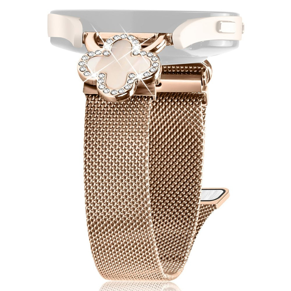 Garmin Approach S40 / Forerunner 158 Milanese Band Clover Decor Electroplated Stainless Steel Strap, Size: L - Rose Gold  /  Colored#serie_3