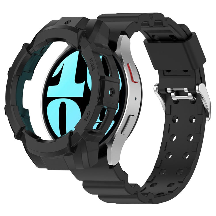 Samsung Galaxy Watch7 44mm Silicone+Flexible Watch Band Wrist Strap with Watch Case - Black#serie_1