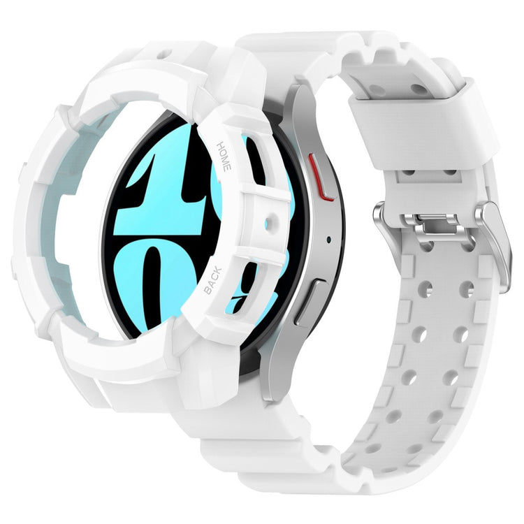 Samsung Galaxy Watch7 44mm Silicone+Flexible Watch Band Wrist Strap with Watch Case - White#serie_2