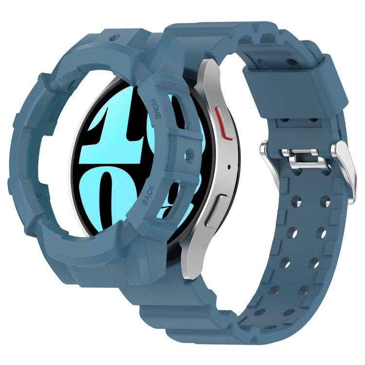 Samsung Galaxy Watch7 44mm Silicone+Flexible Watch Band Wrist Strap with Watch Case - Blue#serie_3
