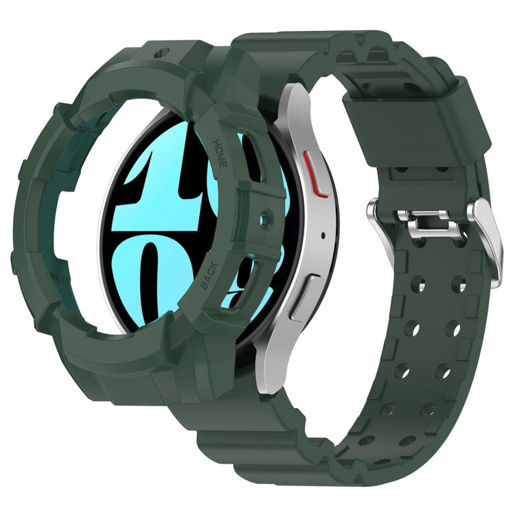 Samsung Galaxy Watch7 44mm Silicone+Flexible Watch Band Wrist Strap with Watch Case - Green#serie_4