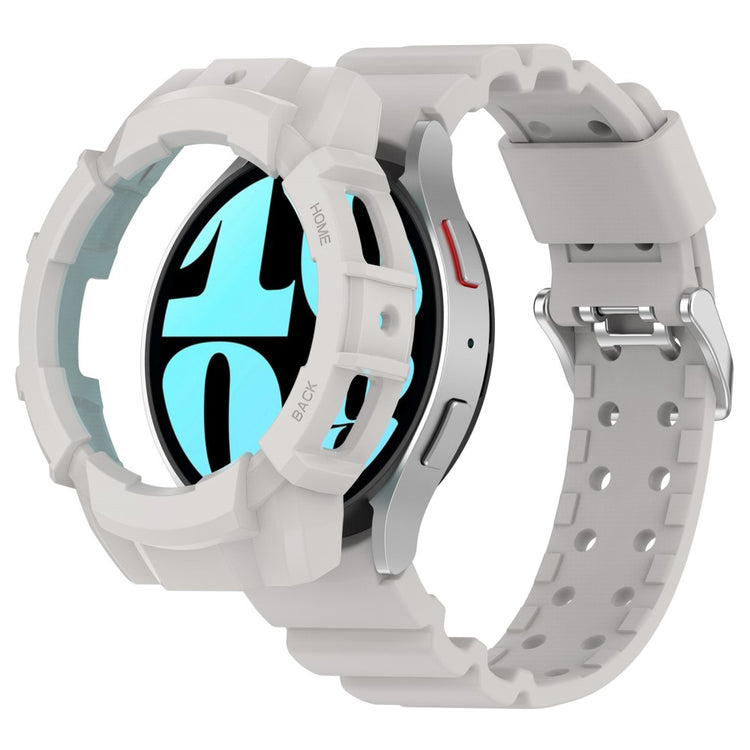 Samsung Galaxy Watch7 44mm Silicone+Flexible Watch Band Wrist Strap with Watch Case - Light Grey#serie_5