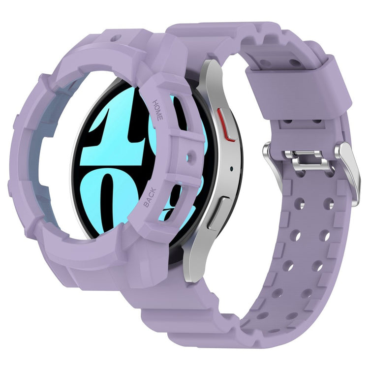 Samsung Galaxy Watch7 44mm Silicone+Flexible Watch Band Wrist Strap with Watch Case - Purple#serie_7