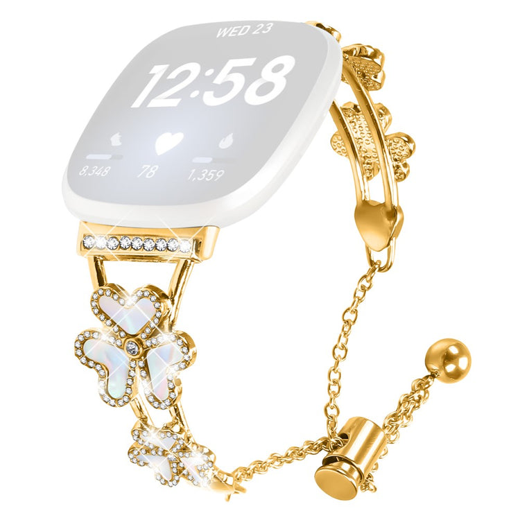 Metal Band Heart Clover Decor Fitbit Versa 3 / Sense Watch Bracelet Replacement - Gold#serie_1