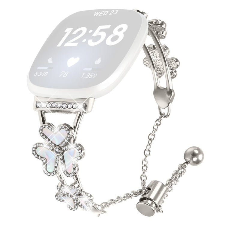 Metal Band Heart Clover Decor Fitbit Versa 3 / Sense Watch Bracelet Replacement - Starlight#serie_2