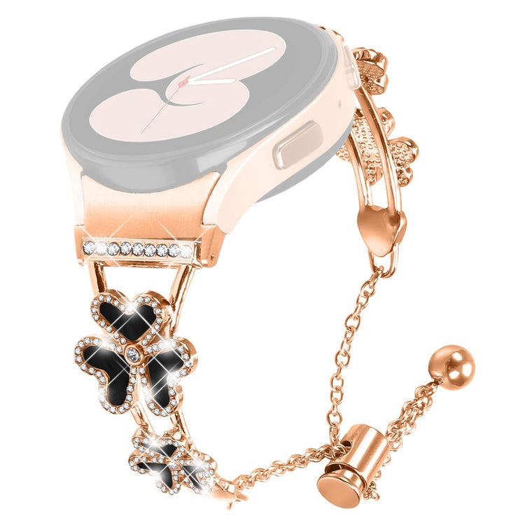 Metal Band with Connector Samsung Galaxy Watch7 44mm / 40mm Heart Clover Decor Watch Strap - Rose Gold#serie_3