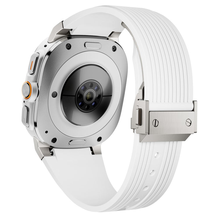 Samsung Galaxy Watch Ultra 47mm Silicone Band Titanium Connector Silver Buckle Watch Strap - White#serie_2