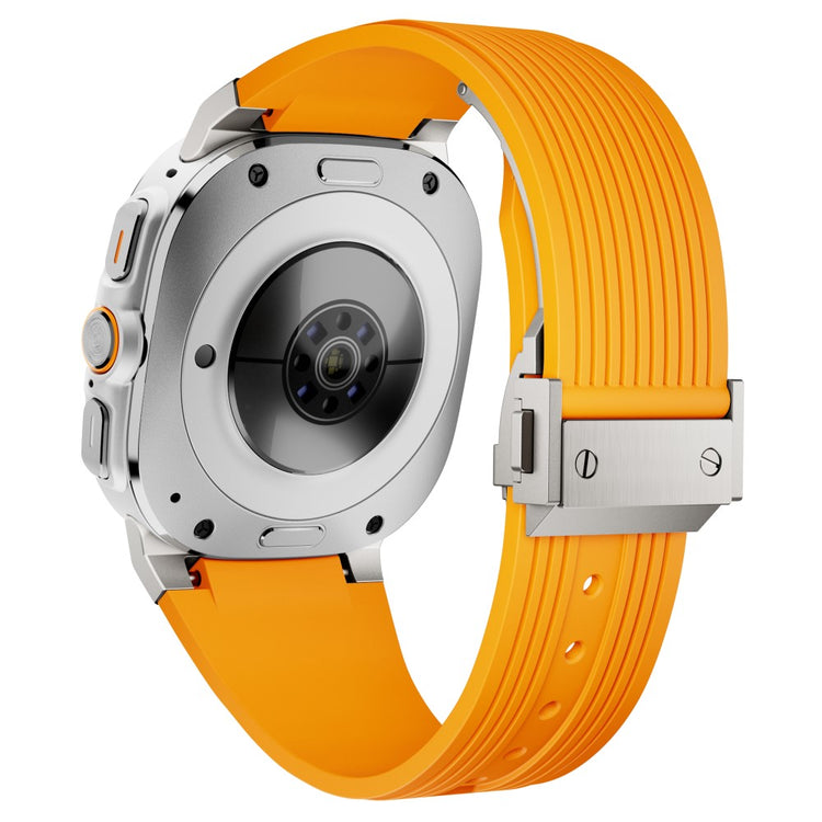 Samsung Galaxy Watch Ultra 47mm Silicone Band Titanium Connector Silver Buckle Watch Strap - Orange#serie_3
