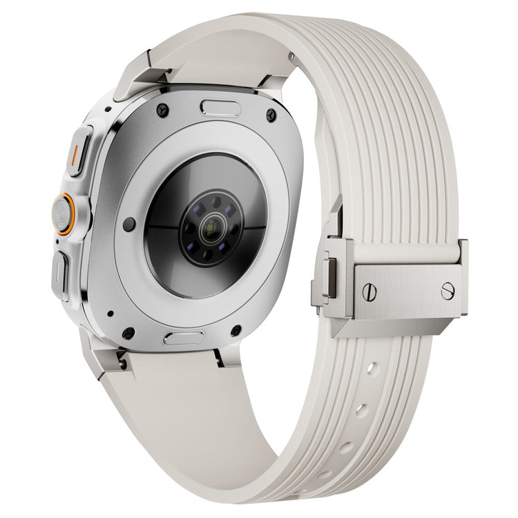Samsung Galaxy Watch Ultra 47mm Silicone Band Titanium Connector Silver Buckle Watch Strap - Starlight#serie_5