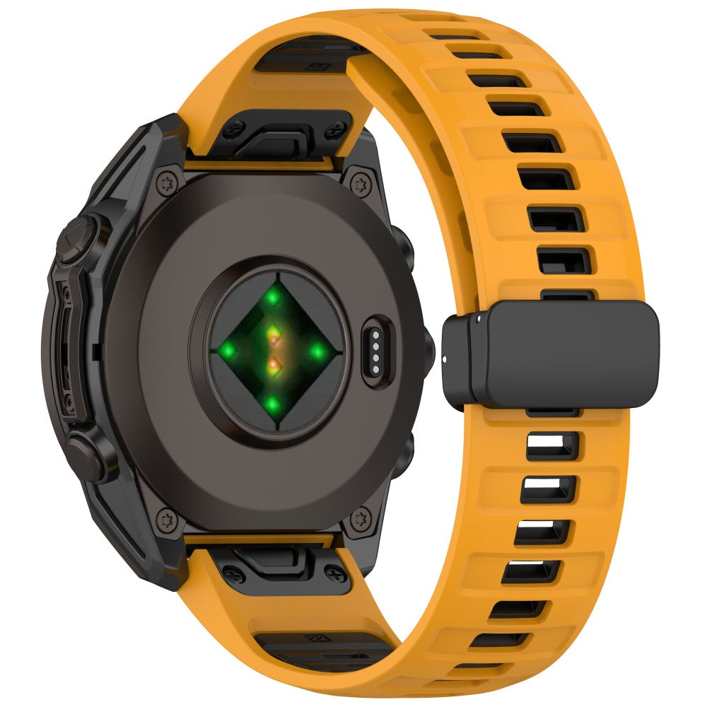 22mm Watch Band Garmin Fenix 8 47mm / Fenix E 47mm / Quatix 7 Pro Breathable Silicone Strap with Magnetic Folding Clasp - Orange+Black#serie_1