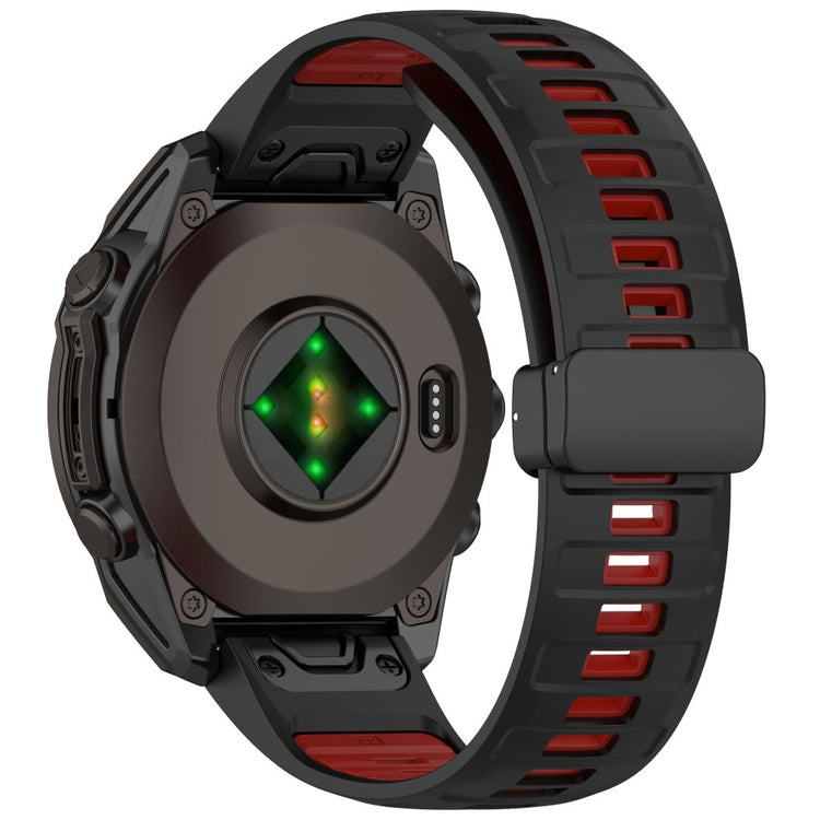 22mm Watch Band Garmin Fenix 8 47mm / Fenix E 47mm / Quatix 7 Pro Breathable Silicone Strap with Magnetic Folding Clasp - Black+Red#serie_3