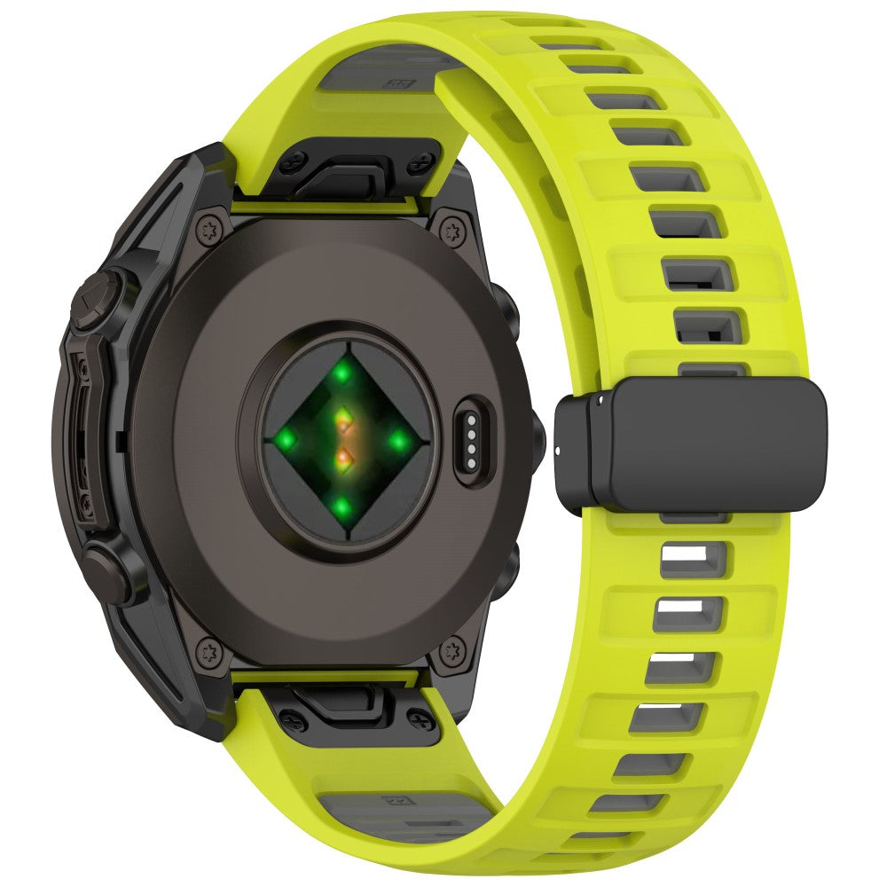 22mm Watch Band Garmin Fenix 8 47mm / Fenix E 47mm / Quatix 7 Pro Breathable Silicone Strap with Magnetic Folding Clasp - Lime+Grey#serie_6