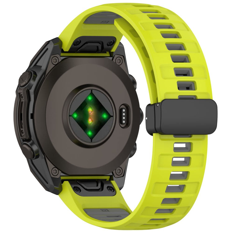 22mm Watch Band Garmin Fenix 8 47mm / Fenix E 47mm / Quatix 7 Pro Breathable Silicone Strap with Magnetic Folding Clasp - Lime+Grey#serie_6